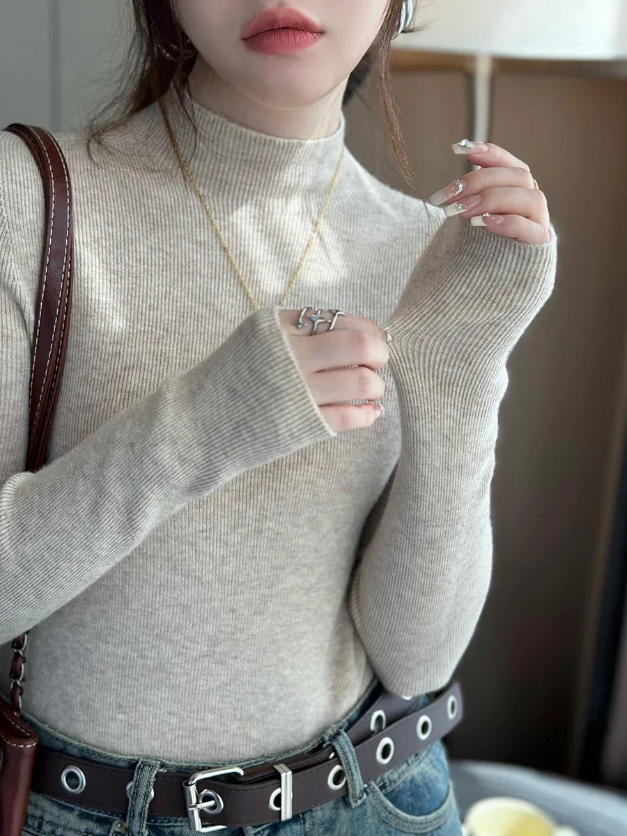 New Autumn Winter Long Sleeve Knit Sweater Women Pullovers Black White Knitted Sweater Women Tops Sweaters Sueters De Mujer MZ54